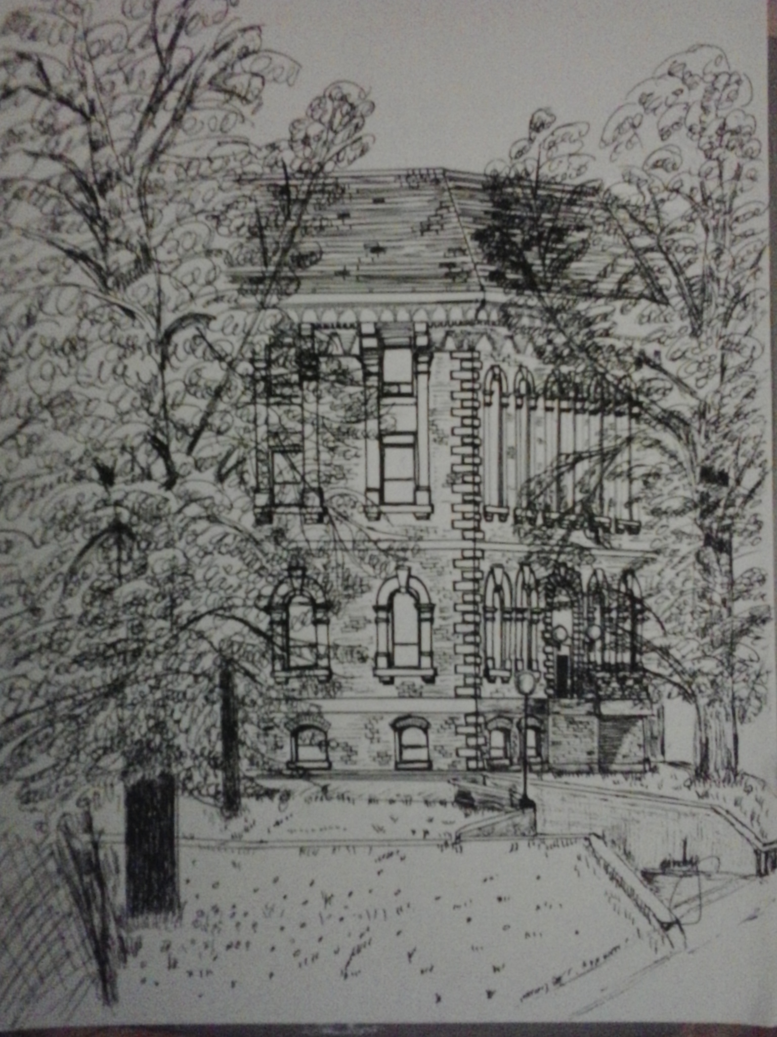 Hon. George E. Coles Bldg., pen & pencil on paper, 9"x12", ©2014 Cindy Lapeña