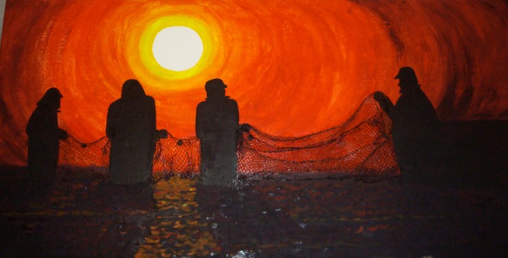 Fishermen at sunset